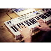 Arturia KeyLab Essential Mk3 61-Key USB MIDI Controller Keyboard, White 231531 Bundle and OnStage MDC-5 5-Ft Male-to-Male MIDI Cable