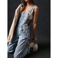 thumbnail image 6 of Elippeo Women Denim Jumpsuit y2k Women Solid Color Sleeveless High Waist Romper Pants Jeans Bib Overalls with Pockets Streetwear, 6 of 10
