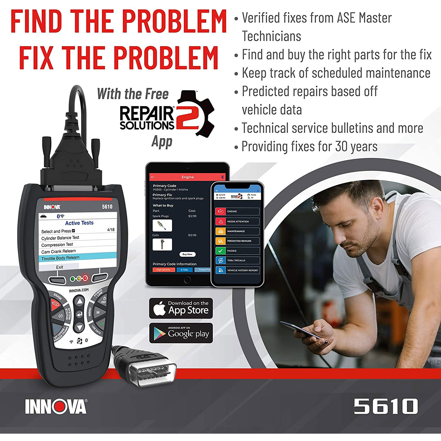 INNOVA 5610 CarScan Pro Bluetooth Code Reader Vehicle Diagnostic Scanner Tool - image 5 of 8
