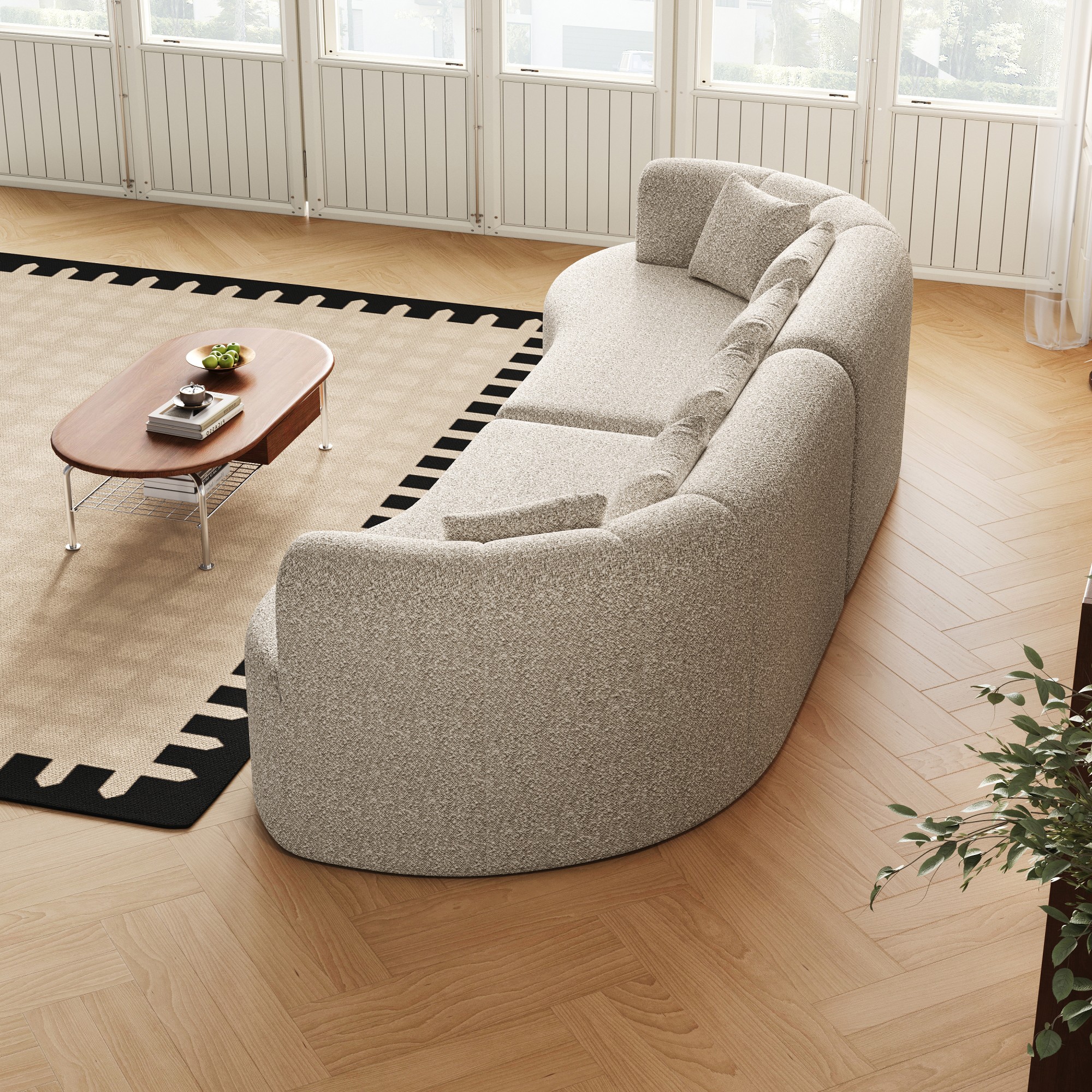 106" Oversized Sectional Sofa,Modern Chenille Memory Foam Sofa Cloud Sofa with Deep Seat & 6 Pillows for Living Room,Light Khaki