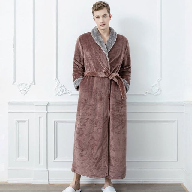 Camisón de franela de otoño e invierno más pijama largo acolchado de terciopelo para parejas para hombres ropa de hogar linda para mujeres