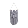thumbnail image 3 of Tapiz de pared de macramé con borlas y hojas, tapiz tejido, decoración de pared bohemia para Gris, 3 of 9