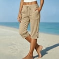thumbnail image 2 of Vhkiploz Summer Capris For Women's Workwear Outwear Trousers With Pockets Solid Joggers Pants With Drawstring Waist, 2 of 7