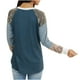 thumbnail image 1 of Camiseta de camuflaje con estampado de gofres para mujer, Top informal holgado con cuello redondo Pompotops FGAJ7784, 1 of 7