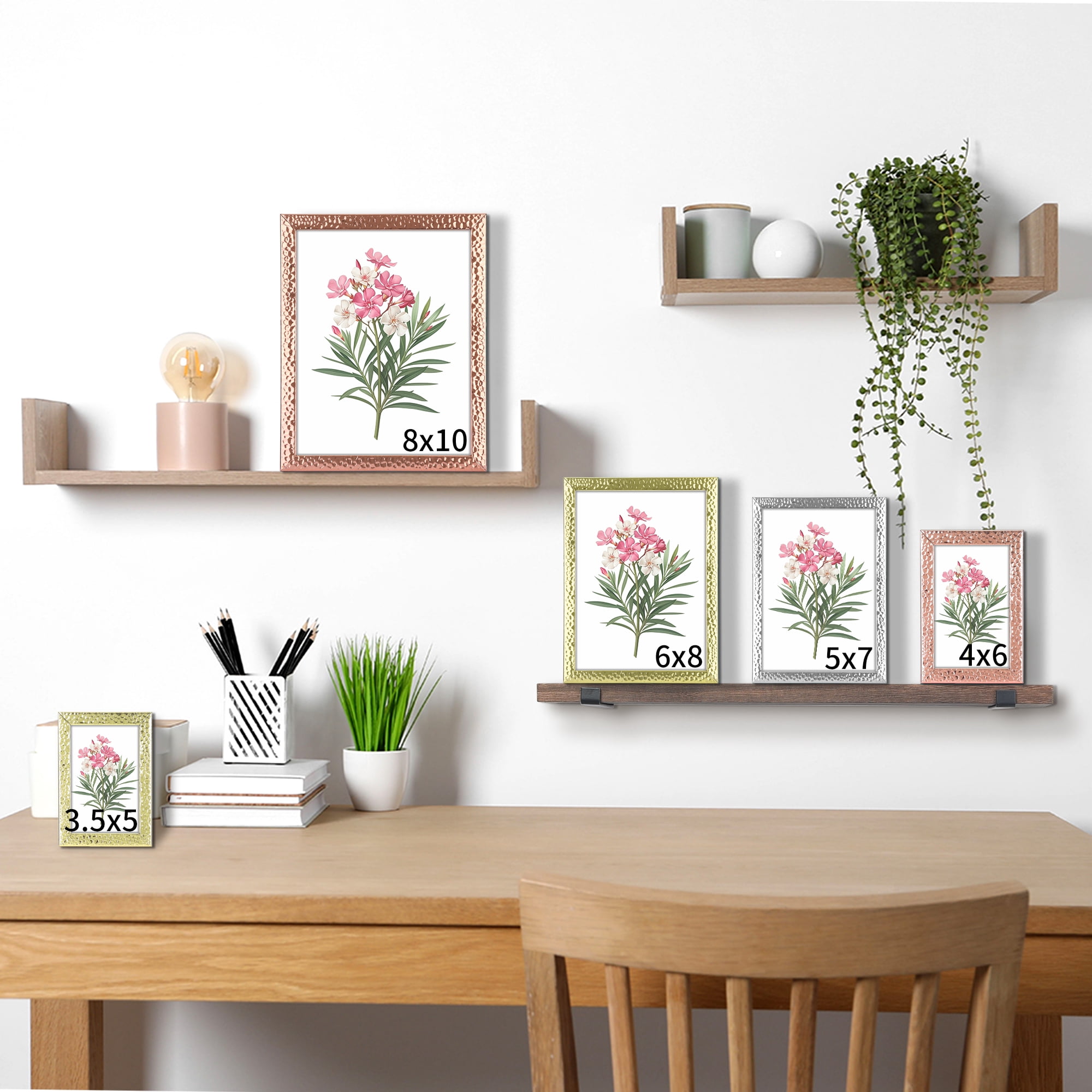Unique Bargains Gloss Metal Picture Frames for Photo Home Tabletop Silver 4x6"
