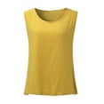 thumbnail image 4 of Women's Linen Tank Tops Loose Fitting Flowy Summer Shirts Solid Color Sleeveless Leisure Blouse Tee, 4 of 6