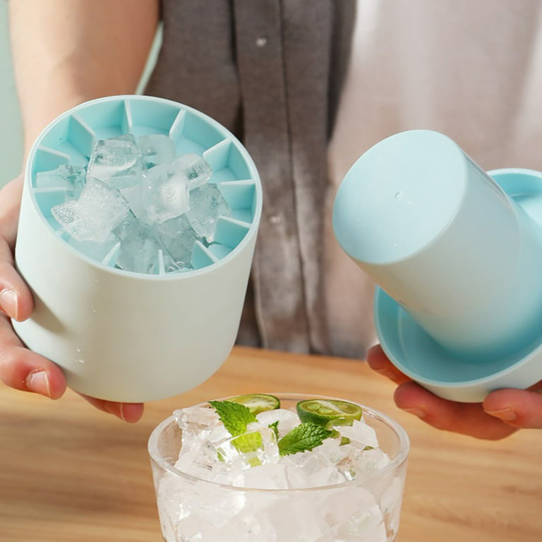 Silicone Bucket with Lid Makes Small Size Nugget Ice Chips for Soft Drinks,  Cocktail Ice, Wine On Ice, Crushed Ice Maker Cylinder Ice Trays, Ice Cup  Maker Mold, Ice Holder 