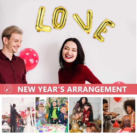 OUNONA Letter Aluminum Film Balloon Valentine's Day Decorations Baby 39x30cm Golden