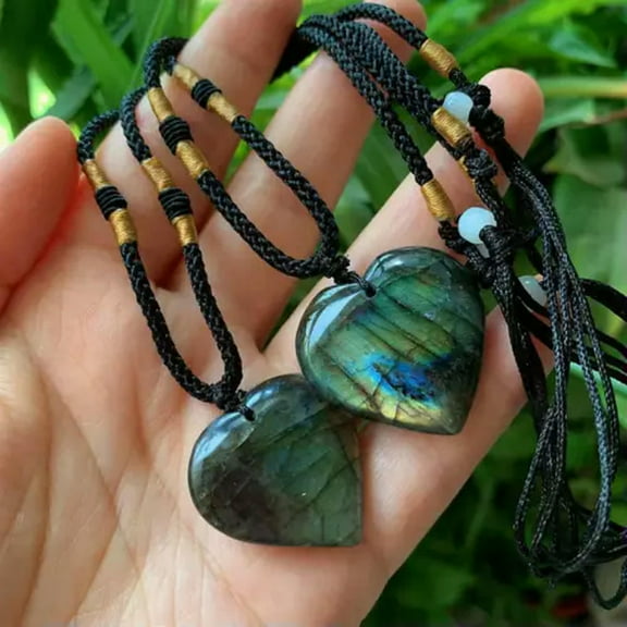 EOEMY Natural Quartz Stone Pendulum Hexagonal Pendant Crystal Healing Reiki Necklace-Labradorite Quartz #1 (20-30mm)