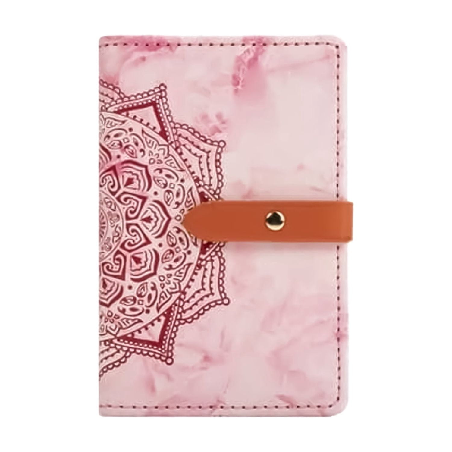 Universal Self-Adhesive Leather Card Wallet with Datura Flower Motif - Pink