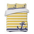 thumbnail image 2 of Yellow Striped Twin XL Size Down Alternative Comforter, Lightweight Comforter Quilt Bedding Set with Pillow Shams Navy Blue Nautical Anchor Geometric All Seasons Bed Comforter Duvet Insert 68"x98", 2 of 7