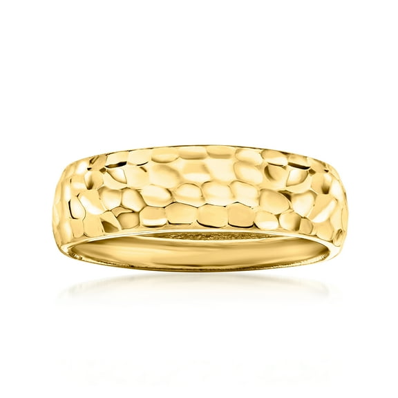 Ross-Simons 10kt Yellow Gold Hammered Round Groove-Pattern Ring, Women's, Adult