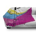 thumbnail image 3 of Gymnastics Soft Flannel Fleece Throw Blanket, Teenager Silhouette Ribbon Dancing on an Abstract Stripes Background, Cozy Plush for Indoor and Outdoor Use, 70" x 90", Multicolor, by Ambesonne, 3 of 6