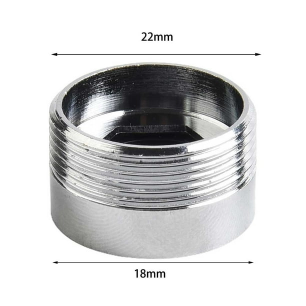 KDJ Water Saving Faucet Metal Adaptor Inside Thread Kitchen Tap Aerator Connector Internal 18mm to External 22mm Silver for Home Office School Public Places