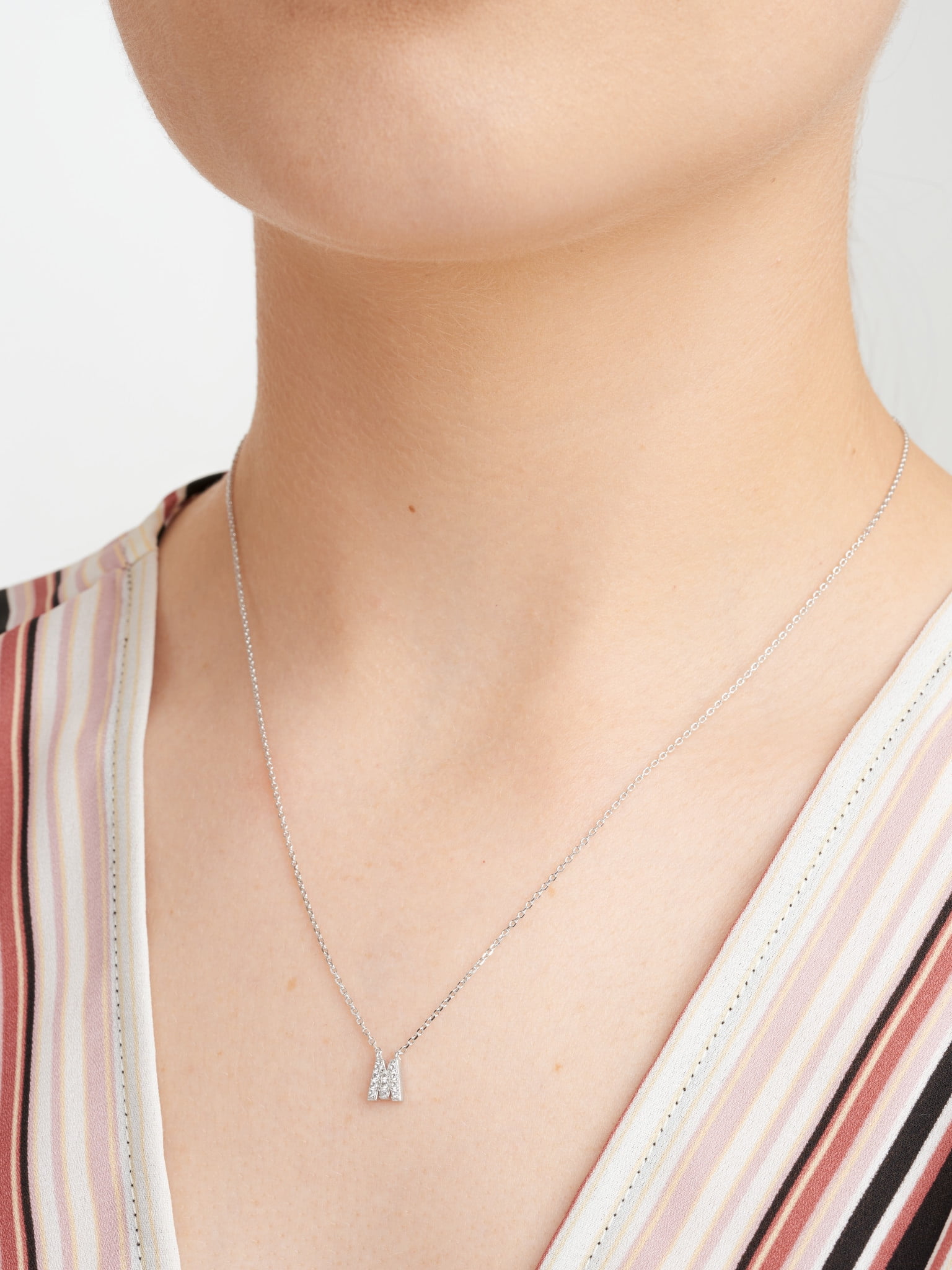 Forever Facets Women's Initial Letter "K" CZ Necklace in Sterling Silver, 18 inch