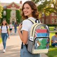 thumbnail image 3 of ZIATUBLES Clear Backpack, Heavy Duty Fabric & PVC Transparent Bookbag with Corgi Bicycle Flowers Polka Dots Print, Large Capacity See Through Backpack for School College Work Travel Security, 3 of 7