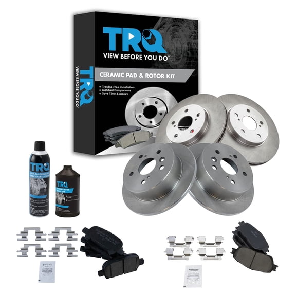 TRQ Front & Rear Ceramic Brake Pad & Rotor Kit w/Chemicals for Toyota BKA16962 Fits select: 2005-2007 TOYOTA AVALON, 2004-2008 TOYOTA CAMRY SOLARA