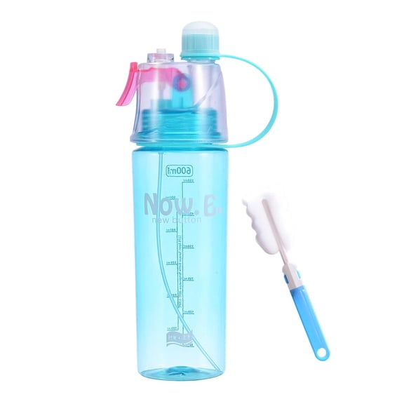 Leakproof Water Bottle With Extra Spray Head & Straw 600ml Sports Water Bottle Drinking And Spraying Misting Bottle For Cooling And Hydration, Gym, Sports, Outdoors And Office, Blue