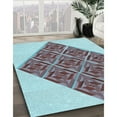 thumbnail image 3 of Ahgly Company Machine Washable Indoor Round Transitional Tron Blue Area Rugs, 3' Round, 3 of 7