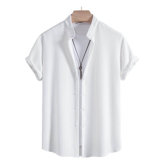 Goodtrade8 Mens Short Sleeve T-Shirts Summer Work Button Plain Collared Button up Crew Neck Button up Casual Shirts for Men Outdoor