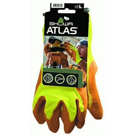 

ATLAS 317L-09.RT Ergonomic High-Visibility Coated Gloves L Cotton/Polyester Lining Fluorescent Yellow/Orange