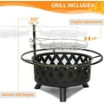 thumbnail image 5 of UDPATIO 2 in 1 Fire Pit with Grill for Outside Round 30 Inch Outdoor Wood Burning Firepit Large Steel Firepit with Swivel Cooking Grate Lid Poker, BBQ Grill for Backyard Bonfire Patio, 5 of 7