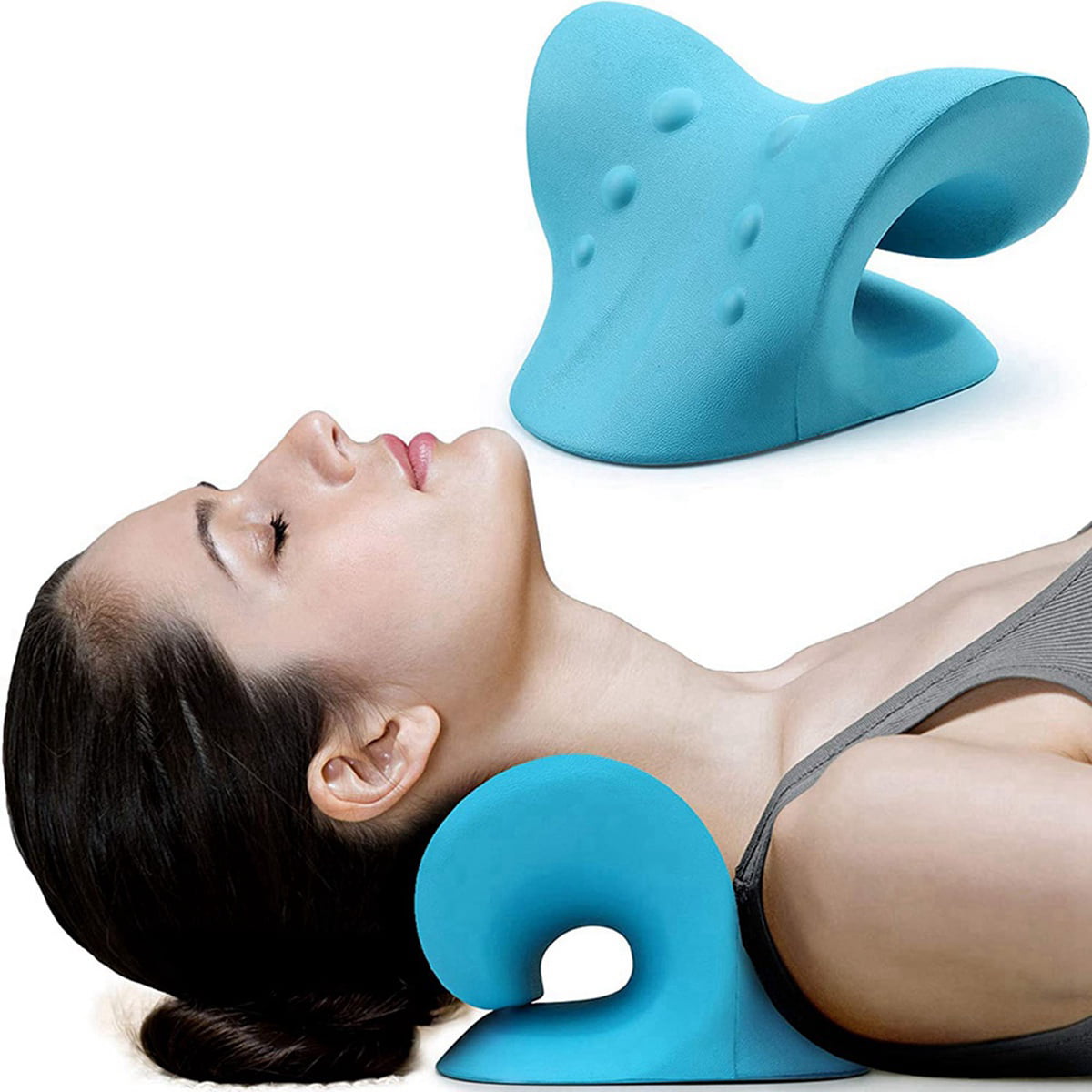 Neck Retractor Pillow Memory Foam Orthopedic Gravity Stretch Massage Cushion 