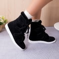 thumbnail image 4 of Black Booties TKYCMSUAKI Women's Plush Ankle Boots, Lace-up Combat Flat Fashion Booties Low Heel Pull On Booties Winter Slip On Comfortable Cute Stylish Casual Short Booties Shoes, 4 of 10