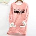thumbnail image 2 of Feancey Women's Fleece Tunic Tops Casual Letter Print Crewneck Sweatshirts Sherpa Lined Warm Winter Pullovers Soft Comfy Loungewear Pajamas with Pockets Pink XXL, 2 of 4