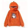 thumbnail image 4 of AHMOMEI Halloween 3D Pumpkin Hoodies Zip Mask Fuzzy Unisex Cute Ghost Sweatshirt with 3D Hood & Kangaroo Pocket Spooky Orange Hoodie for Halloween Party Daily Wear L, 4 of 7
