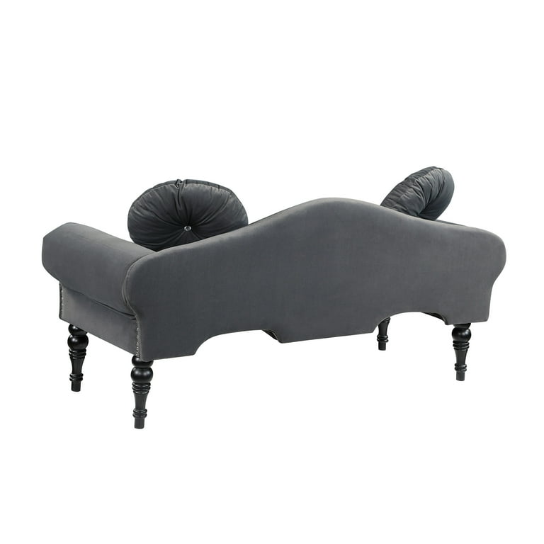 Black Gothic Loveseat w/ Tufted Black Velvet Fabric