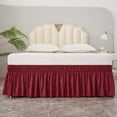 thumbnail image 4 of UniVerse Wrap Around Bed Skirt Three Fabric Sides Elastic Dust Ruffled 14 Inch Tailored Drop,Easy to Install Fade Resistant-Burgundy, Twin/Full, 4 of 12