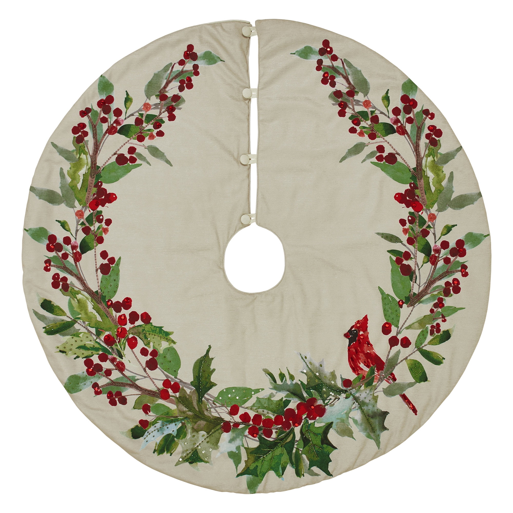 VHC Brands Cardinal Holly Tree Skirt