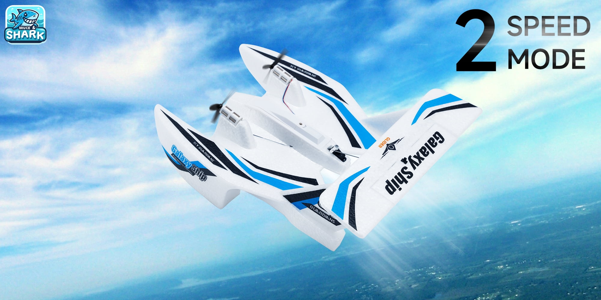 Bruce&Shark RC Plane Remote Control Airplanes for Water Land & Air, Tri-Phibian Aircraft, RC Airplane, 2.4GHz RTF Airplane Glider for Boys Girls Kids Adult