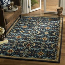 SAFAVIEH Heritage Alphonse Floral Wool Area Rug, Navy/Multi, 6' x 6' Square