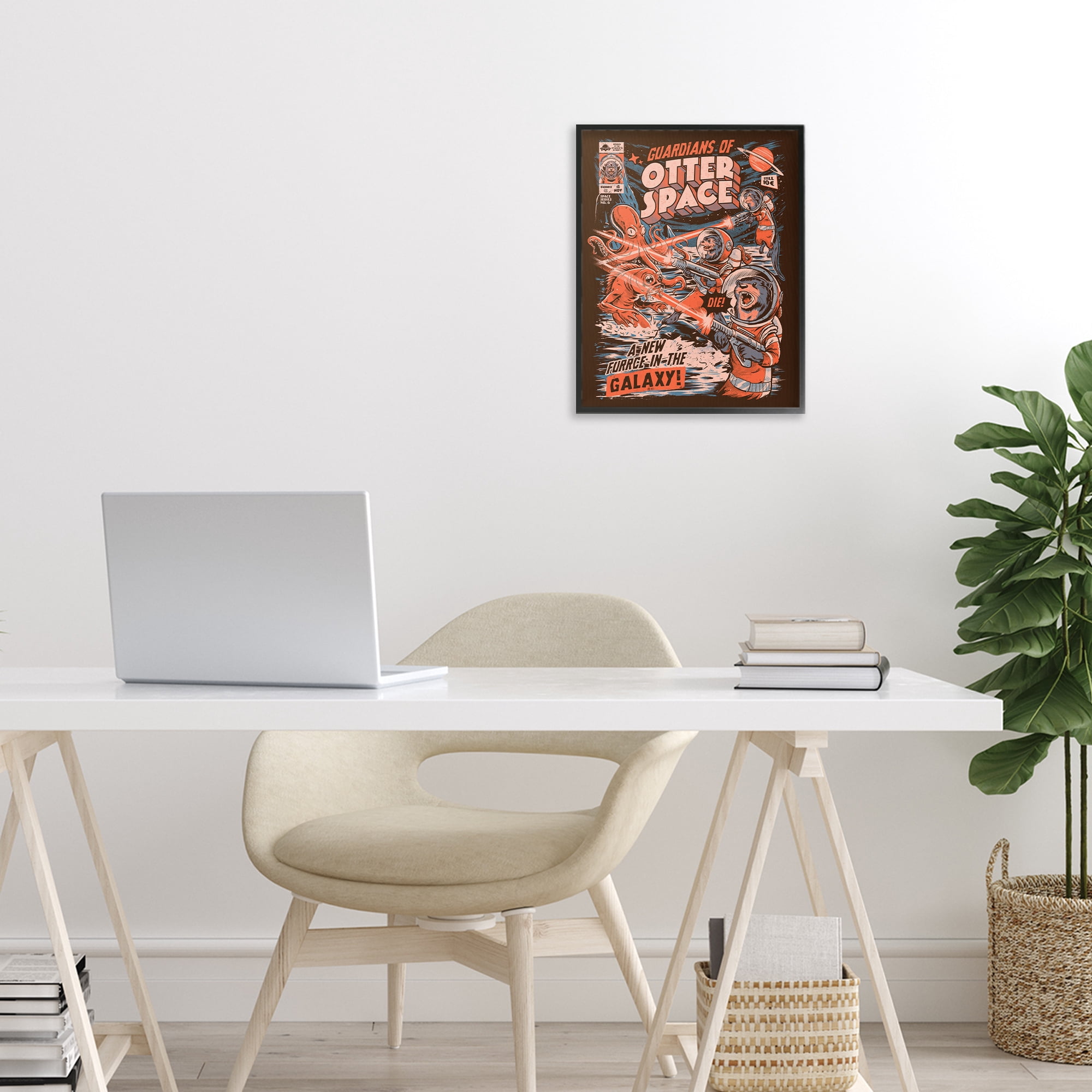Stupell Industries Guardians Of Otter Space Retro Black Framed Giclee Art, design by EduEly Designs