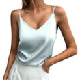 thumbnail image 2 of Womens Tank Tops V Neck Solid Color Cami Top Elegant Straps Spring Summer Casual Camisole Tops for Women Light Green XL, 2 of 4