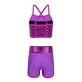 thumbnail image 2 of YONGHS Kids Girls Ballet Sequins Mermaid Tank Crop Top Shorts Set Tankini Swimwear 4-14, 2 of 7