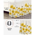 thumbnail image 5 of Yellow Flowers Bed Skirt California King Size 18 Inch Drop, Spring Floral Bee Linen Texture Plant Watercolor Adjustable Elastic Dust Ruffles Bedskirt Wrap Around Pleated Mattress Frame Cover, 5 of 9