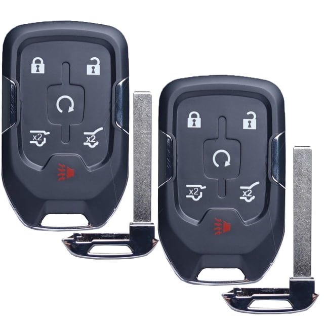 Cart Key Fob Replacement Fits for Chevy Suburban Tahoe GMC Yukon/Yukon XL Denali 2015- 2020 Push Start 6 Buttons Smart Keyless Entry Remote Start Control 13580804 Set of Two HYQ1AA 13508280