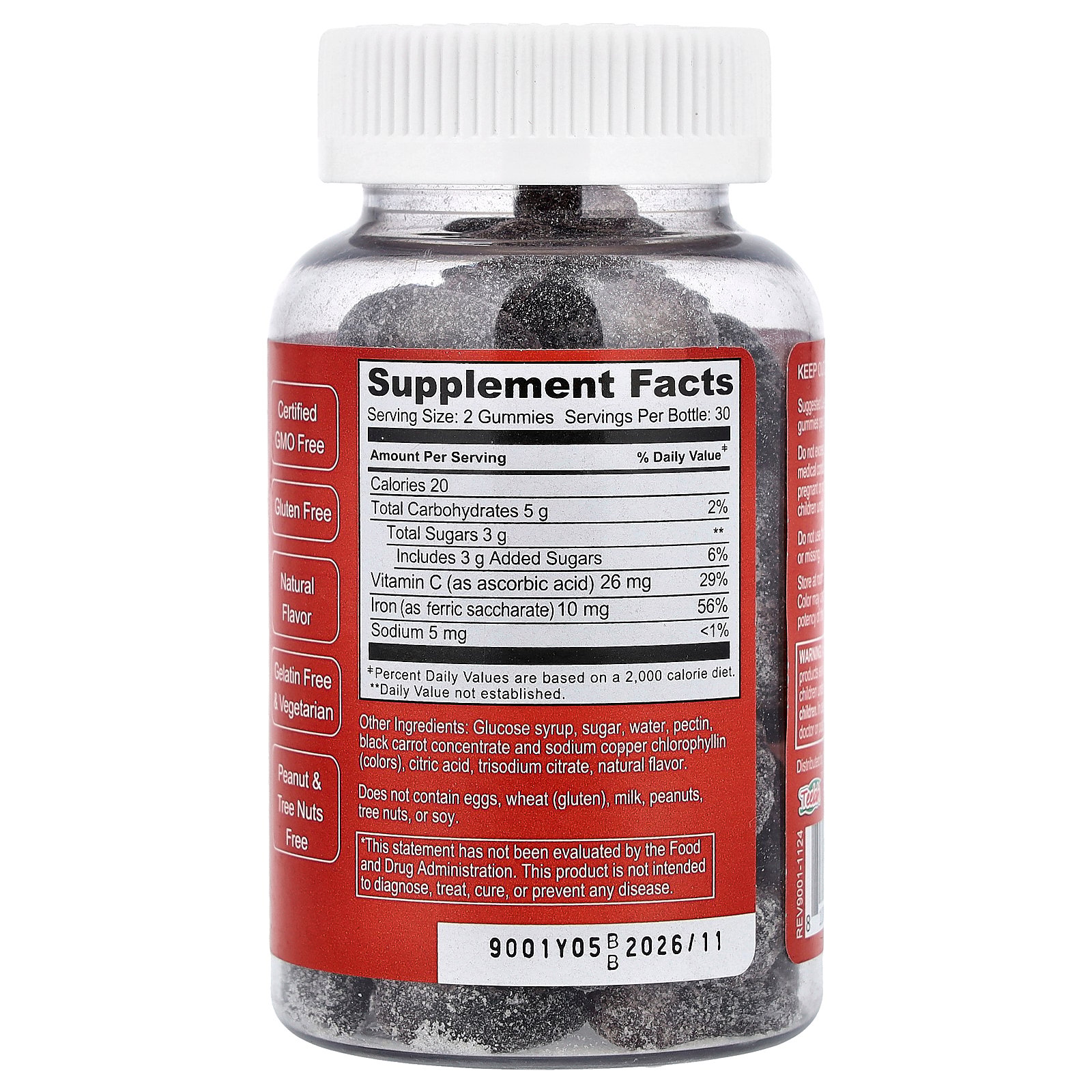 thumbnail image 4 of Doctor's Finest Iron with Vitamin C, Grape, 60 Gummies, 4 of 4