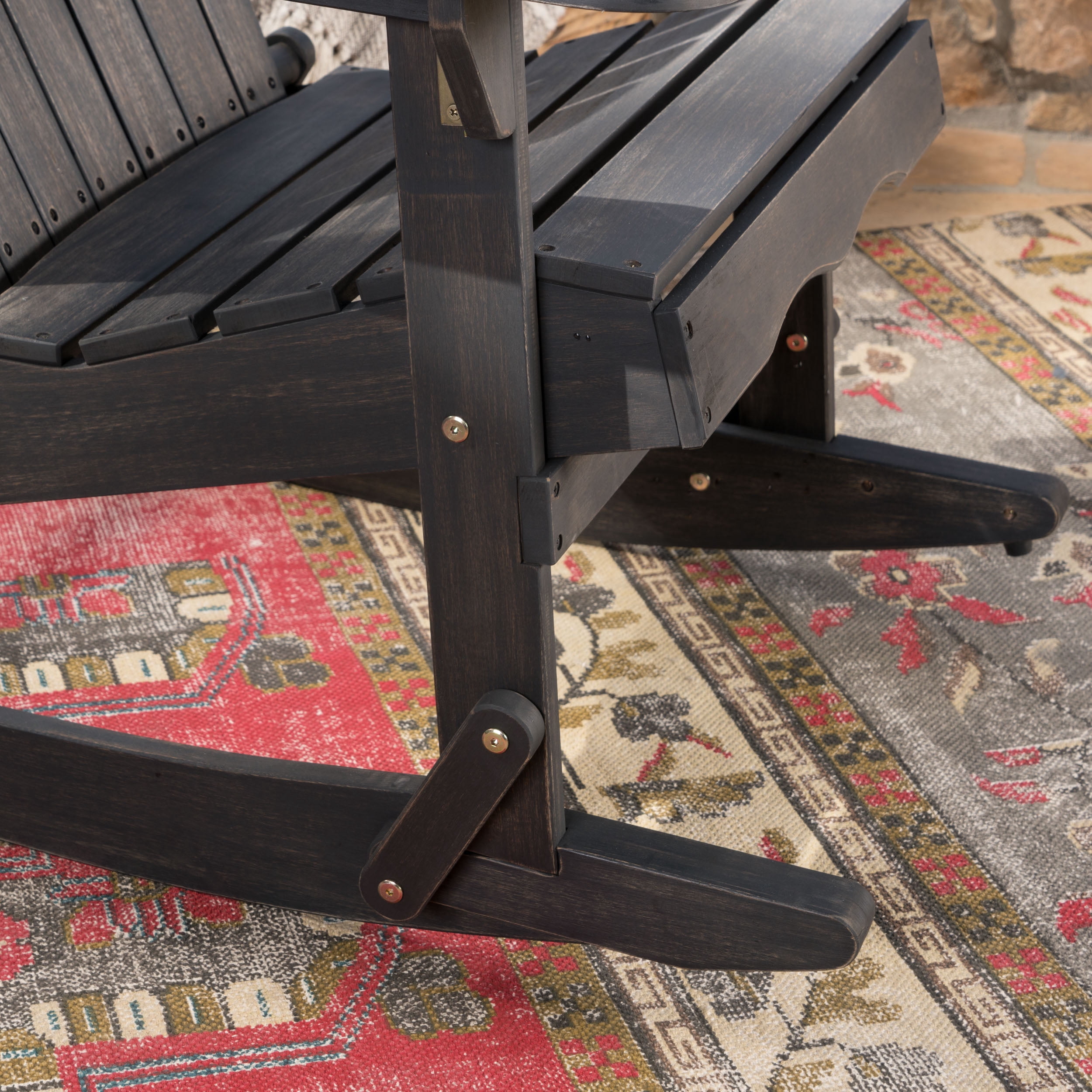 Noble House Outdoor Acacia Wood Adirondack Chairs - Set of 2, Dark Grey