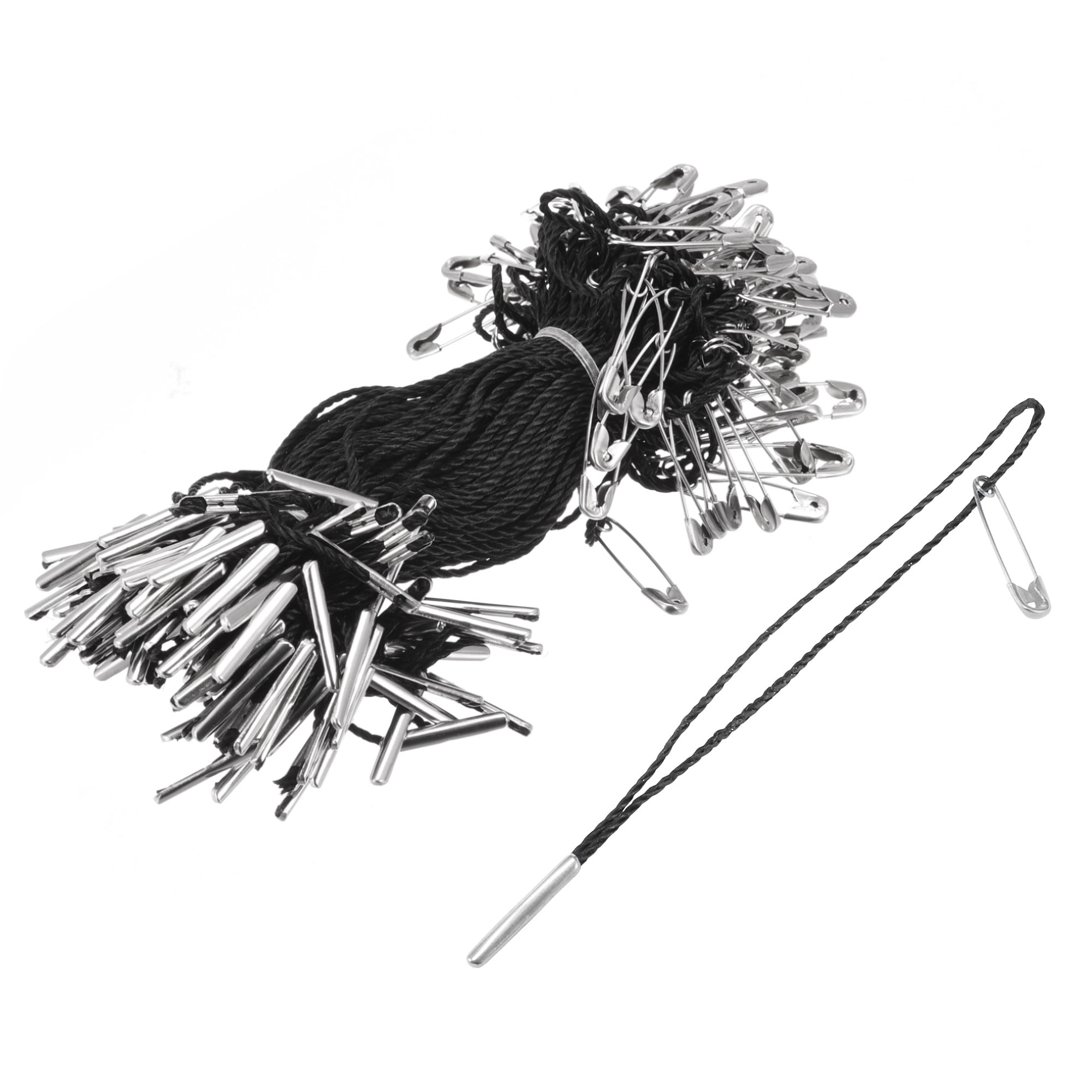 Uxcell Polyester Hang Tag String Tag Fasteners Clothing with Pin Black