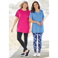 thumbnail image 5 of Woman Within Plus Size Stretch-Cotton Knit Pull-On Printed Pocket Leggings, 5 of 5