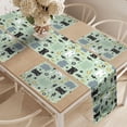 thumbnail image 2 of Ambesonne Cartoon Table Runner & Placemats, Super Hero Stars Clouds, Placemat 4 pcs + Runner 14"x90", Mint Green Pale Coffee, 2 of 2