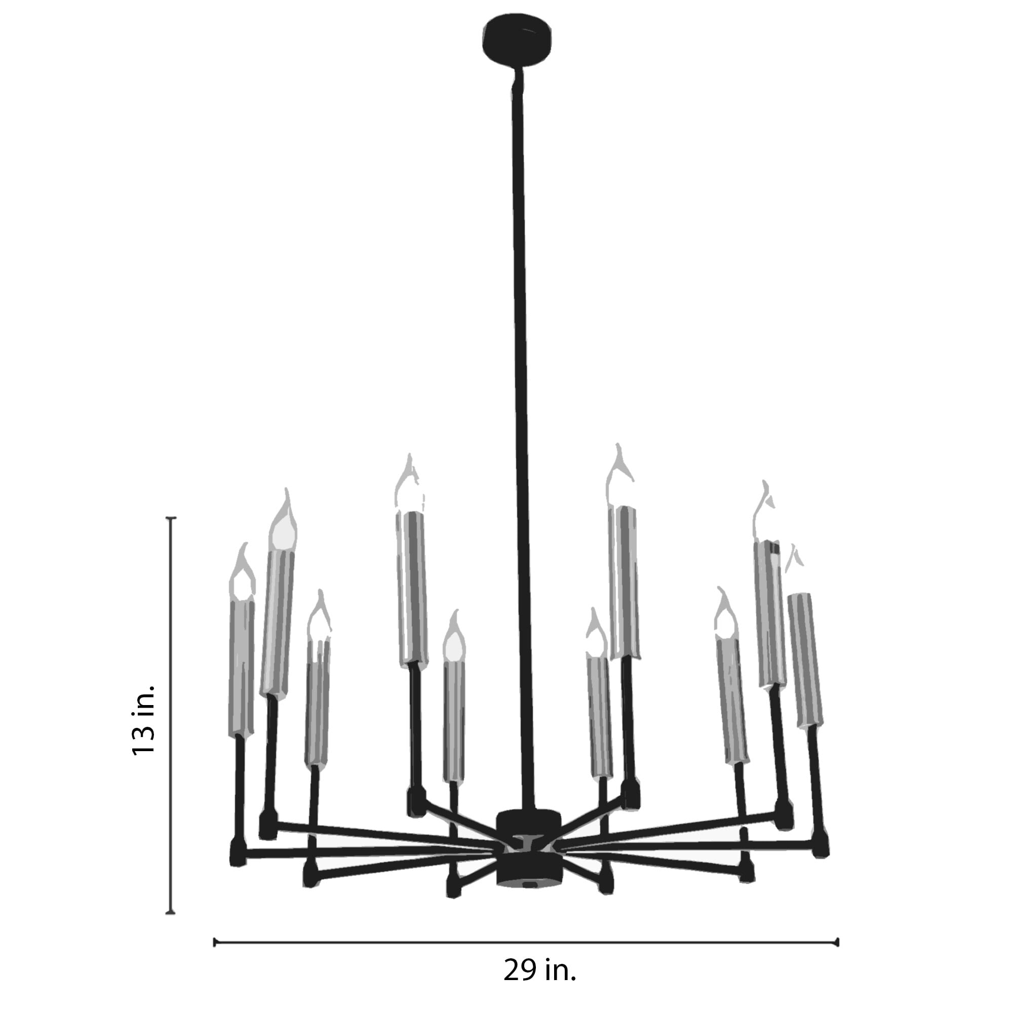 Mizba 29.1 in. 10-Light Indoor Black and Gold Finish Chandelier with Light Kit