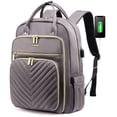 thumbnail image 1 of Mochila LOVEVOOK para mujer, portátil de 15,6 pulgadas, trabajo y viajes, gris y morado, 1 of 9