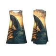 thumbnail image 7 of Lsque Sunset Ocean Whale Pattern Summer Dresses for Women – Sleeveless T-Shirt Swing Sundress, Perfect for the Beach and Casual Days, 7 of 7
