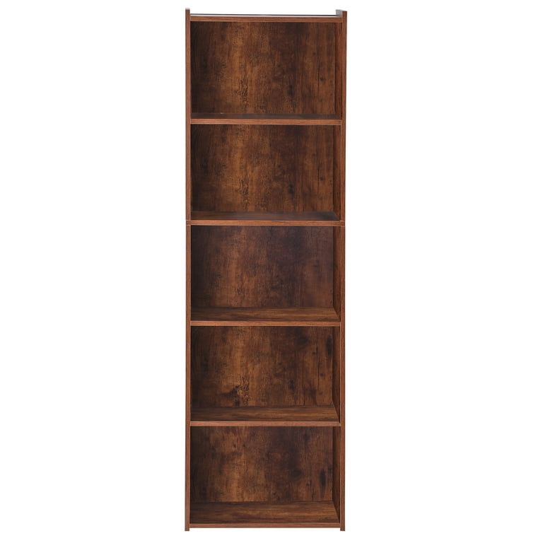 Homgarden 5-Tier Narrow Bookshelf, Rustic Brown photo 1