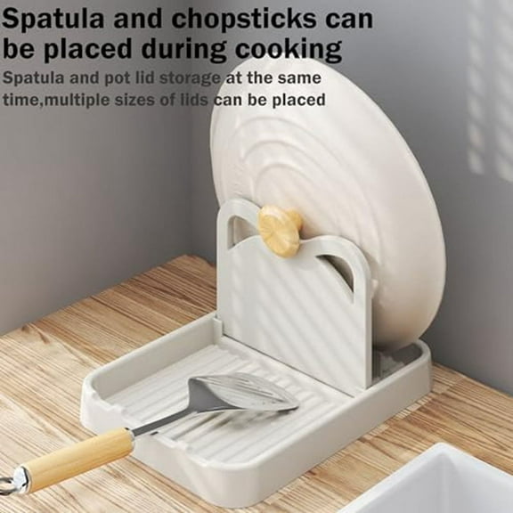 Spoon Rest with Lid Holder, Foldable Spoon Holder for Kitchen Counter, Cat Pot Lid Holder for Spoons Black